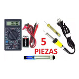  Kit Estudiantil 5 Pzs Tester Pila Estaño Desoldador Soldado