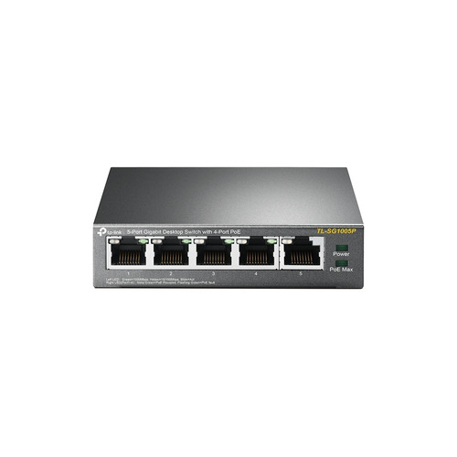 Switch Tp-link Tl-sg1005p 5 Puertos Gigabit R-j45 Para Escri