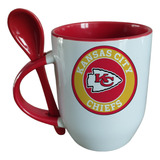 Taza Con Cuchara Kansas City Chiefs Nfl Personalizable