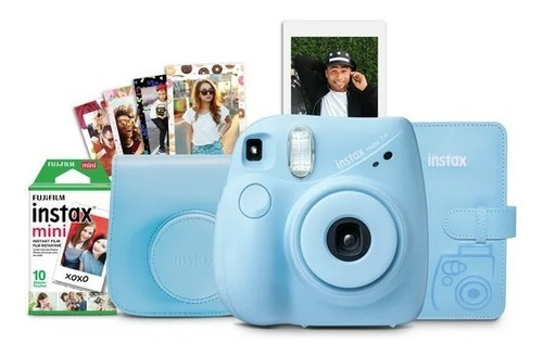 Camara Fujifilm Instax Mini 7+ Kit Azul Set Accesorios