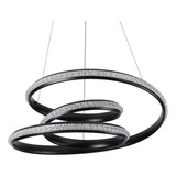 Lustre Pendente Nordecor Kile Cristal 2342 Preto Led Bivolt