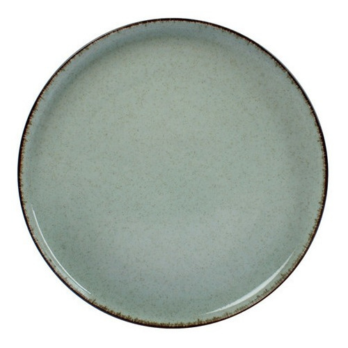 Plato Playo Porcelana Artesanal Filo Envejecido Rustic 27 Cm Color Verde