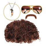 Set Disco Party Con Peluca Y Bigote, Gafas De Sol K