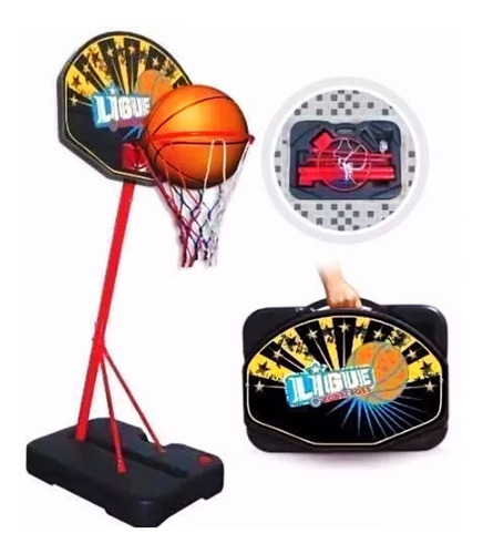 Aro Basquet De Pie Metalico + Pelota + Valija +red Rodacross