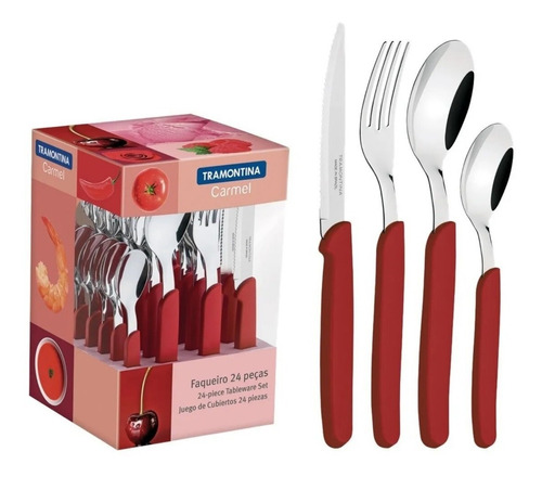 Cubiertos Carmel Tramontina Juego 24 Pzas Cocina Set Colores