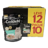 Caixa 12 Sachê Golden Gourmet Gatos Adultos Castrado Frango