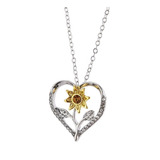 Collar Girasol Plata 925 Corazón Mujer Colgante Elegante