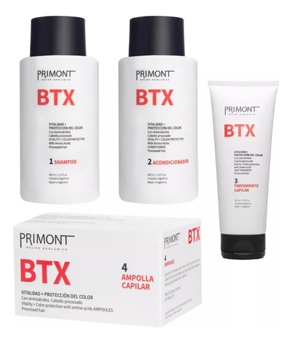 Kit Botox Primont: Shampoo Balsam Tratamiento Ampollas Btx