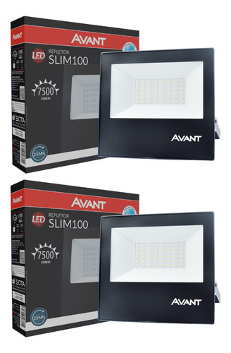 Kit 2 Refletor Avant Super Led 100w Holofote Bivolt 6500k