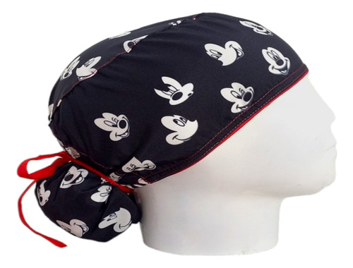 Gorro Quirúrgico Mujer + Lanyard Mickey Mouse Caritas Negro