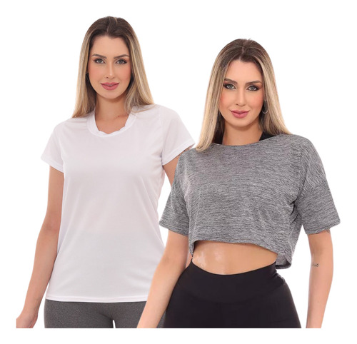 Kit Camiseta Tapa Bumbum + Blusa Cropped Dry Fit Manga Curta