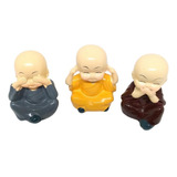 Buda 3 Pçs Miniatura Coloridos 5cm Monges Enfeite Decoração