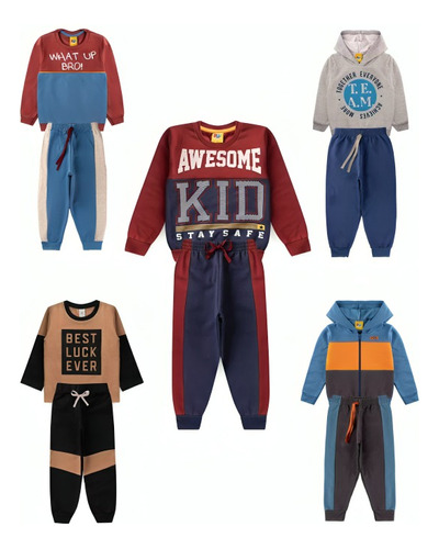 Kit Infantil 4 Peças Moletom Inverno Menino Barato Frio