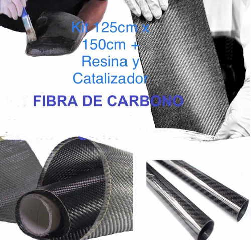Kit Fibra D Carbono Tela 125cmx150cm + Kit Resina Endurec 3k