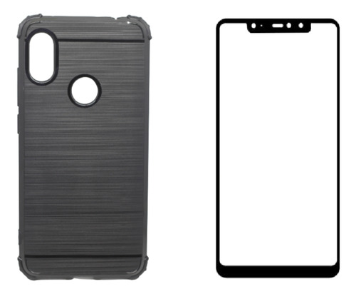 Capa Anti Impacto Preta Para Redmi Note 6 Pro + Pelicula 3d