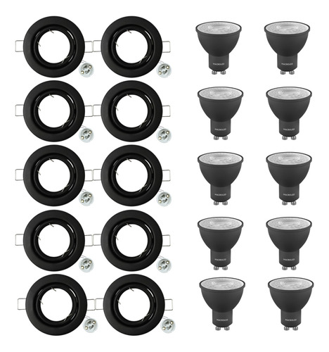 Spots Embutir Dicroica Circular Negros Calidad Metal Complet