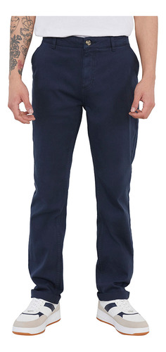 Pantalón Hombre Slim Fit Liso Chino Azul Corona