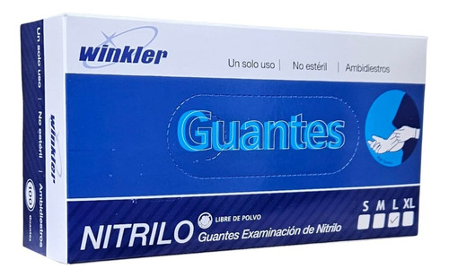 Guantes De Nitrilo Celeste Winkler Talla L X100 Un.