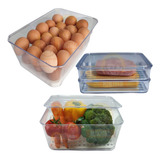 Porta Frios Ovos Salada Kit Organizador De Geladeira Cozinha