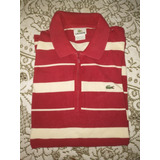 Chomba Lacoste Original Rayada Roja Y Blanca Impecable