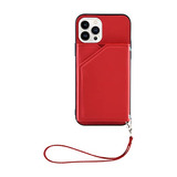 Funda Cartera Para iPhone 13 Pro Max Rojo Con Correa De Muñe