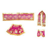 Púrpura Laxmi/ganesh Vestido Poshak Vastra Tela Lehenga Ch.