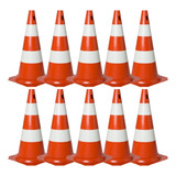 Kit 10 Cone De Sinalização Laranja/branco Pvc 75cm Trânsito