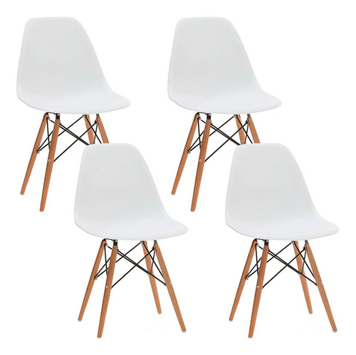 Set X4 Silla Comedor Eames Living Diseño Moderno Madera !!