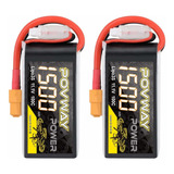 2 Baterias Lipo Povway 1500mah 11.1v 100c 3s Rc Con Xt60 Plu
