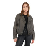 Chaqueta Mujer Mujer Biker Desgastada Negro Corona