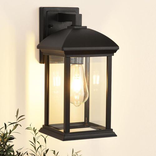 Farol Grande De Pared Para Exteriores, Luz Negra Mate Para P