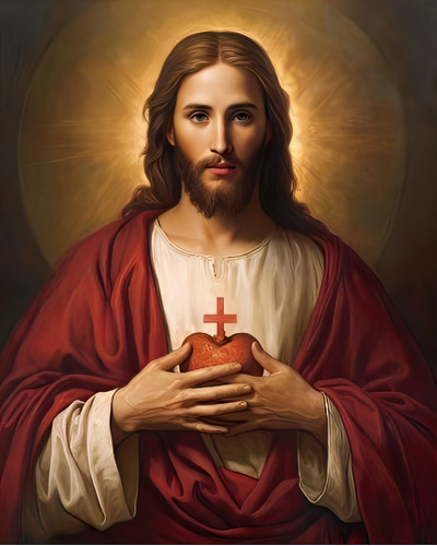 Sagrado Corazón De Jesús - Lienzografia 60x90 Con Bastidor 