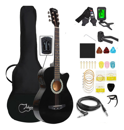 Jidyous-guitarra Acústica De 38 Inch,con Funda  Y Accesorios