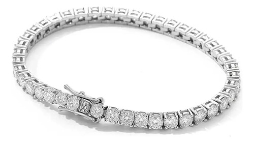 Pulseira Bracelete Diamante Moissanites Unissex Em Prata 925