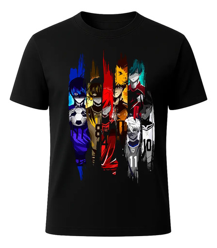 Playera Negra Blue Lock Kaiser Isagi Estilo Okatu Urbano