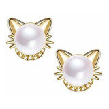 Pendientes Pendientes Del Gato De Oro De Agua Dulce Perlas C