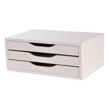 Suporte Para Monitor Com 3 Gavetas Em Mdf Branco