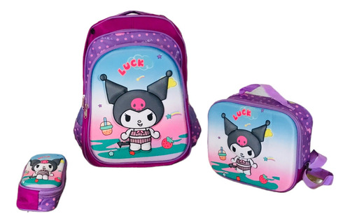 Mochila Escolar 3 En 1 My Melody Kuromi Cinnamoroll 3 D