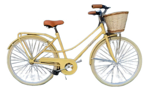 Bicicleta Paseo Femenina Le Bike Classic Vintage  2021 R26 1v Freno V-brakes Color Mostaza Con Pie De Apoyo  
