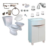 Combo Baño Completo Vanitory Loza Italiana Griferia P