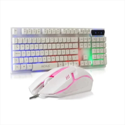 Mouse Y Teclado Gamer Rgb Aoas M-400 Blanco