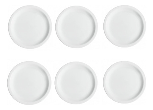 Conjunto De 6 Pratos Rasos Classe Única Iguaçu De Porcelana 