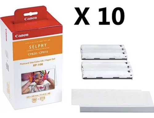 Canon Papel Y Tinta Rp-108 Para Selphy Paquete De 10