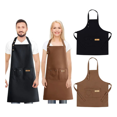 2Pzs Mandil Delantal Multiusos Cocina Chef, Mandiles de Lona Ajustable 80*68cm, Resistente Agua y Aceite, Delantal para Mujer Hombre Con 3 Bolsillos para Jardinería Pintura Parrilla BBQ (Negro+Marrón) | MercadoLibre