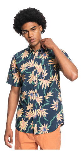 Camisa  Quiksilver Mystic Beach Hombre Insignia Blue