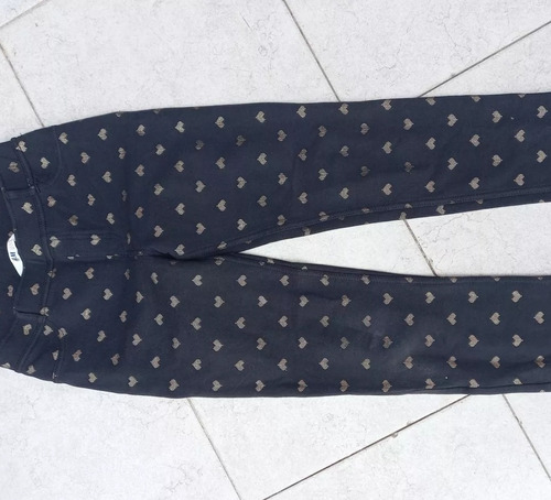 Pantalon/calza De H&m Kid, T: 9/10 Años Negro C/ Dorados