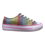 Zapatilla Star Glitter Nena Brillo Multicolor Arcoiris 27-34