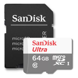 Cartão De Memória 64gb Ultra Sandisk Com Adaptador Canon T7