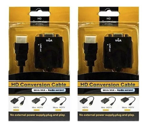 Cabo Adaptador Conversor Hdmi Para Vga Saída Audio P2