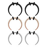 3pares Anillo Septum Acero Inoxidable Piercing Cuerno Forma